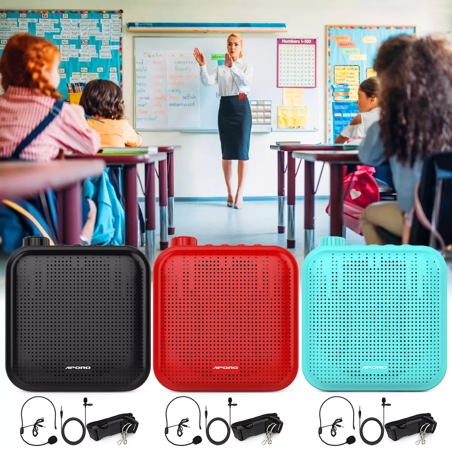 

Gosear 12W 1200mAh Portable Voice Amplifier Mini Multifunctional Personal Voice Speaker with Microphones for Teachers Speech