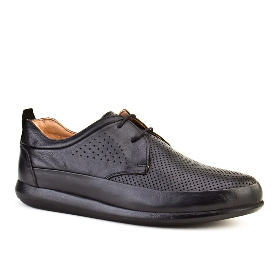 

Genuine Leather Black Lace-Up Men Casual Shoes