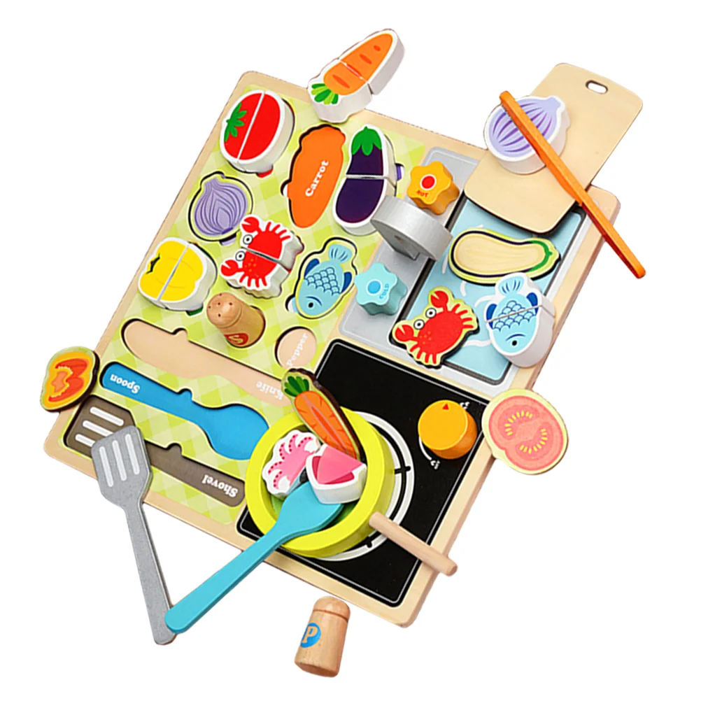

1 Set Wooden Cutting Vegetables and Fruits Simulation Food Pretend Play