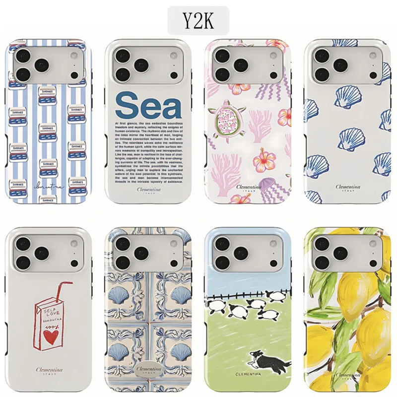 Фото Роскошный чехол Y2K Sea Phone Case для iPhone 17, 16e, 16, 15, 14, 13, 12, 11, X, XS, XR, XSMAX, 7, 8, Air, Pro, Max, Plus, двухслойный, SWAG №1
