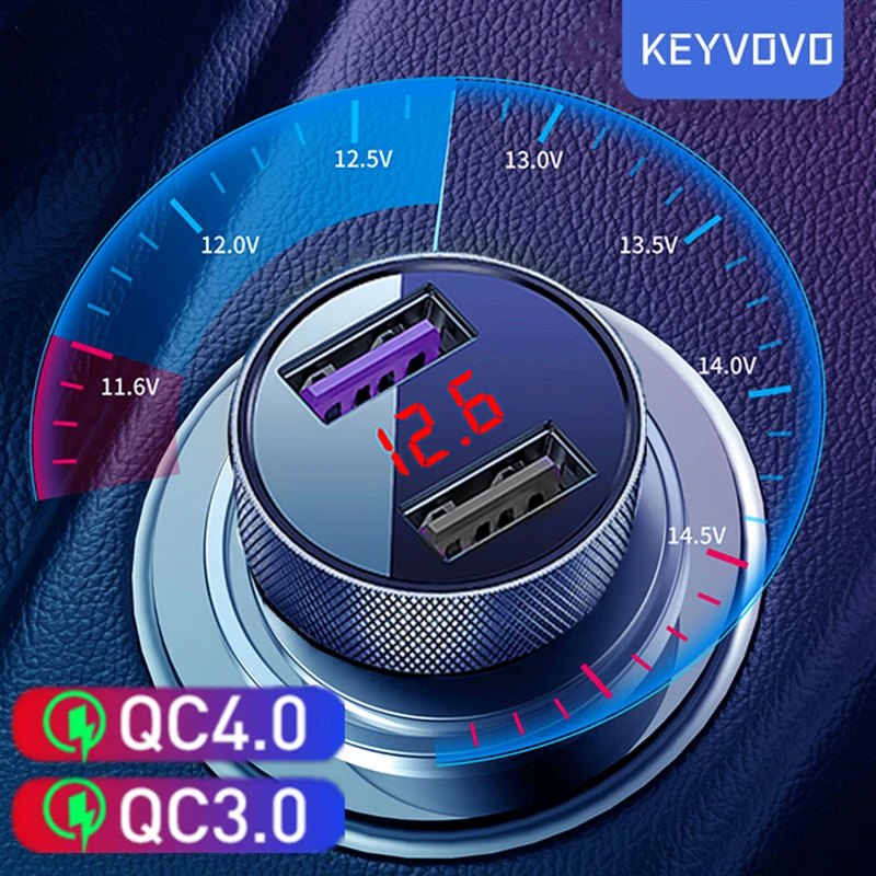 

Металлическое автомобильное зарядное устройство QC 3,0 с двумя USB-портами, быстрая зарядка 3,0, быстрая зарядка для iPhone, Xiaomi, Huawei, Samsung, Автомобил...