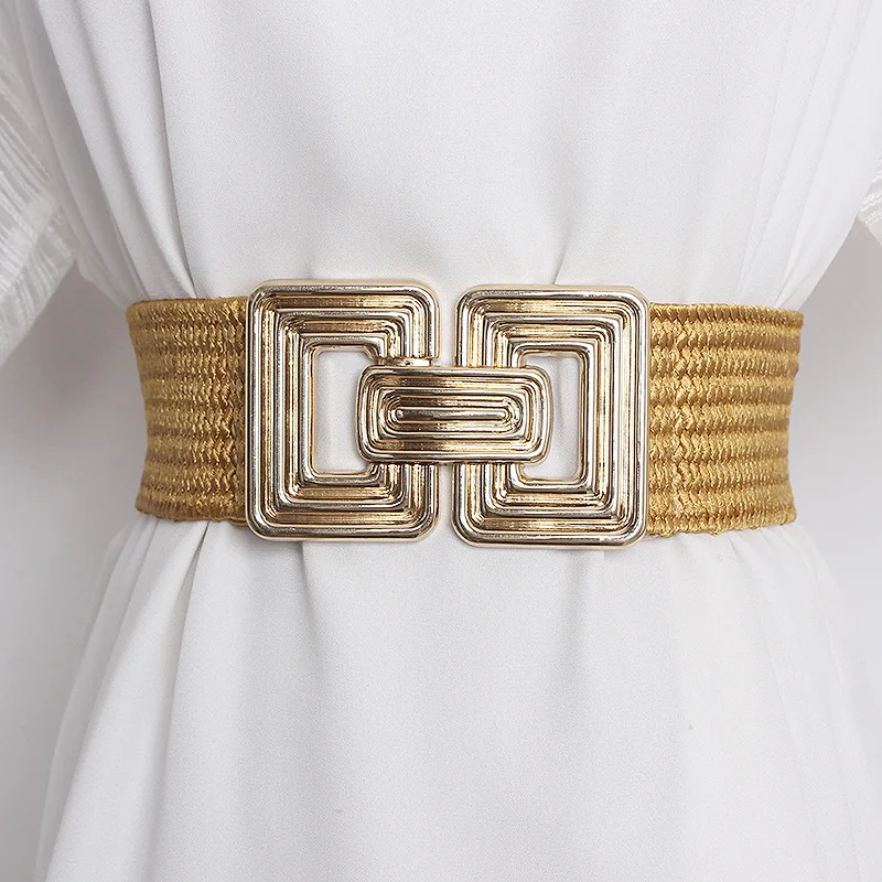 Gold Elastic Waistband Women's Fashion Casual Luxury Design Coat Dress Decorative Accessories Wide Girdle Goth Retro Corset Belt
