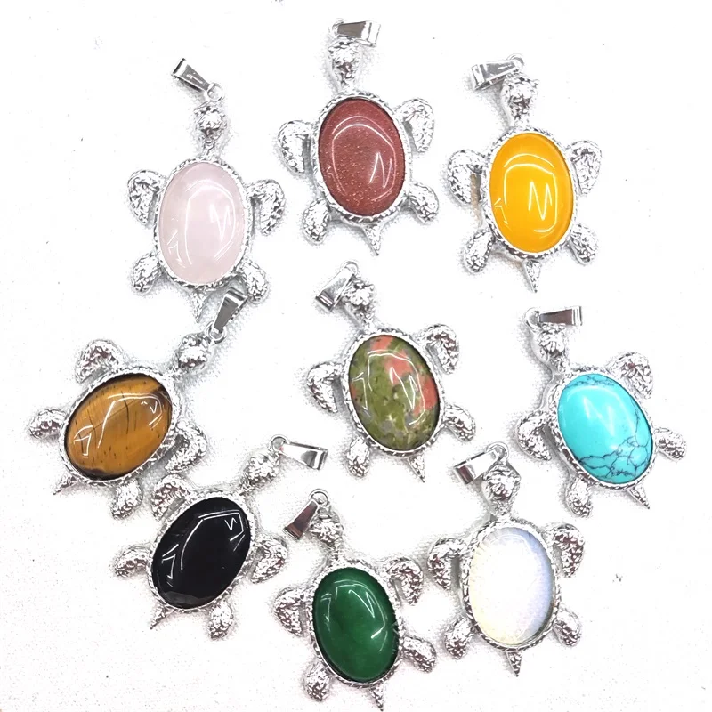 

10pcs Sea Turtle Shape Agates Stone Trendy Assorted Charms Pendants for Necklace Jewelry Making Free Shipping