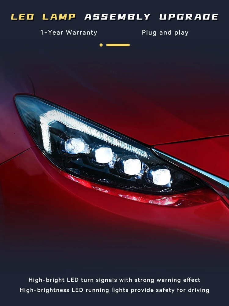 Передние фары для Mazda 3 Axela 2014-2016 Mazda3 DRL дневные строки передняя фара фонарь