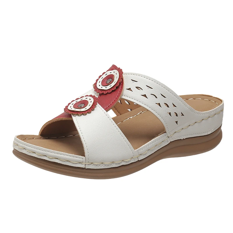 

Летние женские технические повседневные шлепанцы на каблуке с круглым носком, уличные пляжные тапочки, большая дышащая женская обувь с вырезами