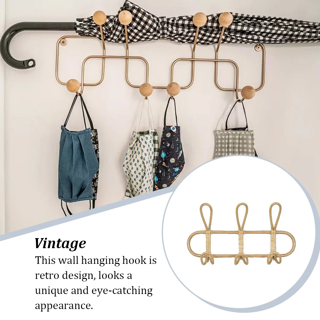 

Vintage Rattan Hooks Garments Organizer Rack Clothes Hanger Bedroom