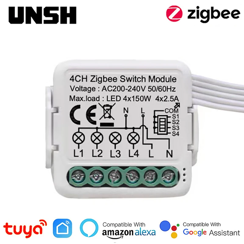 

Tuya Smart Zigbee 3.0 Light Switch 1 2 3 4 Gang 2 Way Control Module Smart Life Control Works with Alexa Google Home Alice