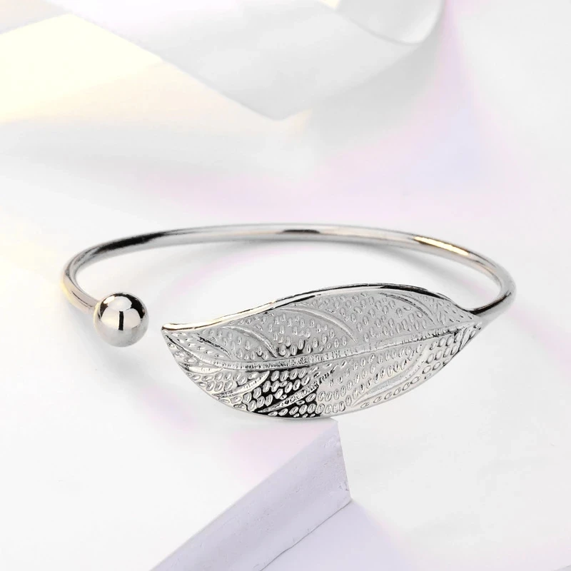 Женский Открытый браслет с листьями изящное литературное Ювелирное Украшение на