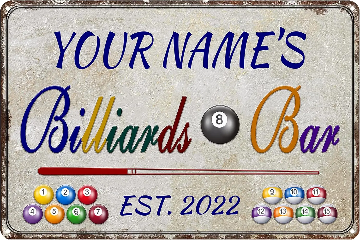 Ctom Bllrds Br Sgn Pool Tble аксессуары Metl Персонализированный Nme lumnum Ретро Wll Декор