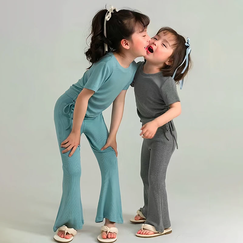 Летний комплект блузки и шорт из хлопка/полиэстера в корейском стиле с короткими