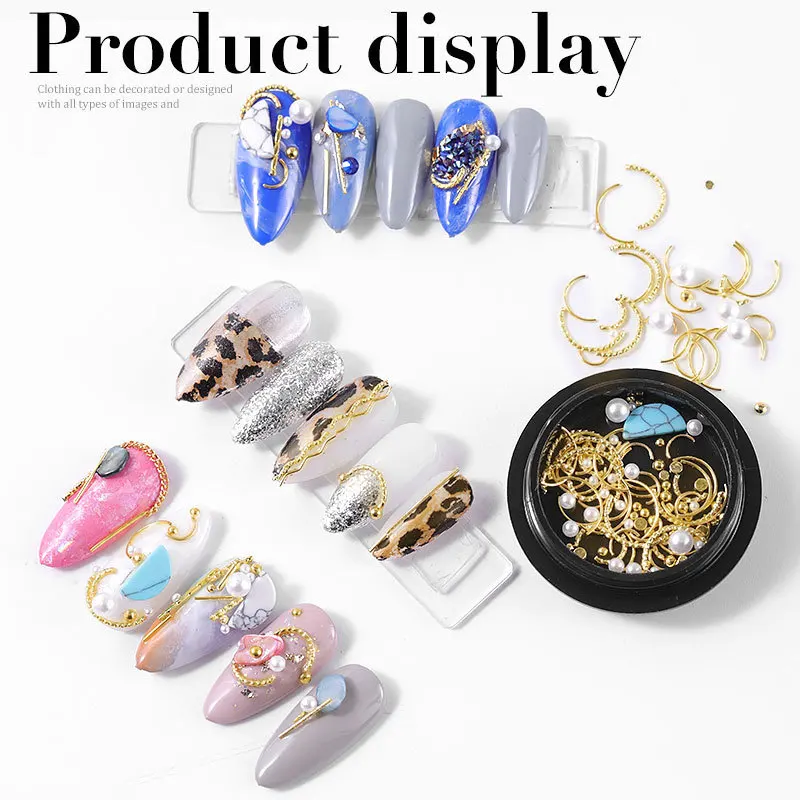 

3D metal nail art decoration mixed shape gold flowers cross leaves Rivet DIY charms metal sequins nail accessories