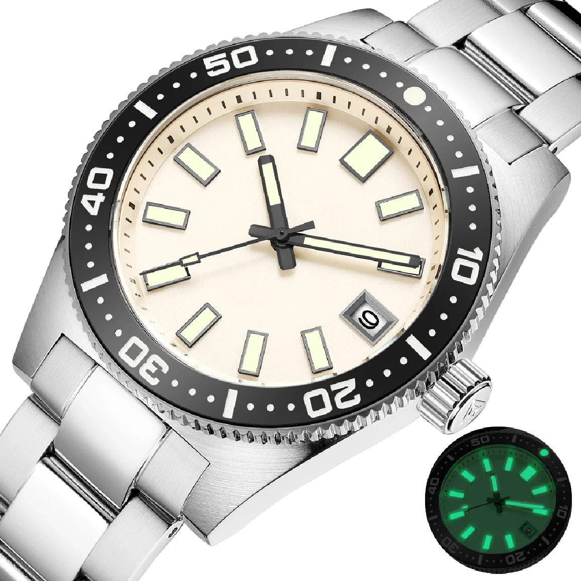 

NO LOGO 38mm Luxury Men Diver Watch CADISEN Business NH35A Automatic Mechanical Watches Sapphire Rubber Strap 20Bar Luminous