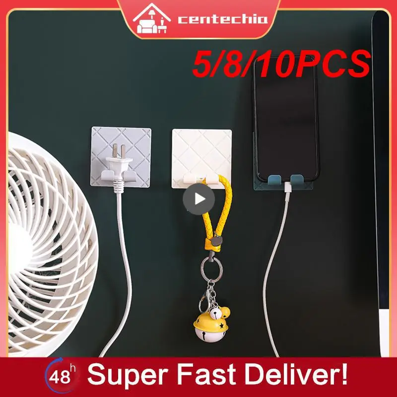 

5/8/10PCS Socket Power Cord Storage Rack Folding Socket Punch-free Hook Hanging Wire Plug Kitchen Appliance Wall Storage Hooks