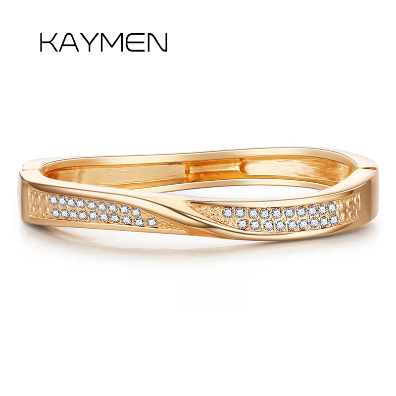 

Exquisite AAA Rhinestones Cuff Bangle Fashion Bracelet for Women Statement Jewelry 2 Colors