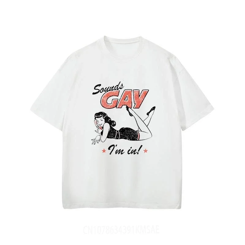 Винтажная ЛГБТ-футболка Sound Gay Забавные футболки Индивидуальные топы Гордость