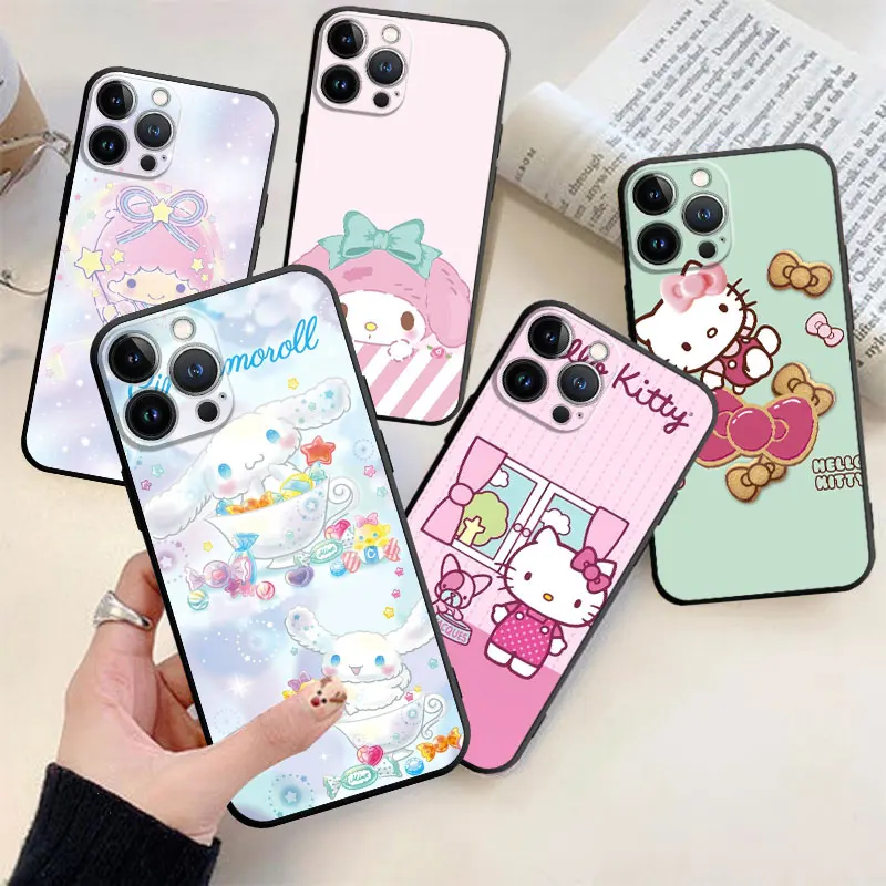 

Cinnamoroll And Hello Kitty Cellular Phone Case For iPhone 14 13 12 11 Pro Max 6 6S 7 8 Plus X XR 12 13 Mini Soft Silicone Case