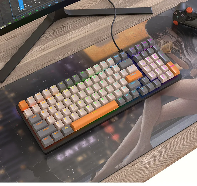

Free Wolf K3 Red Axis Mechanical Keyboard 100 Keys Full Keys No Punching Type-C Interface Two-Color Injection Molded Metal Panel