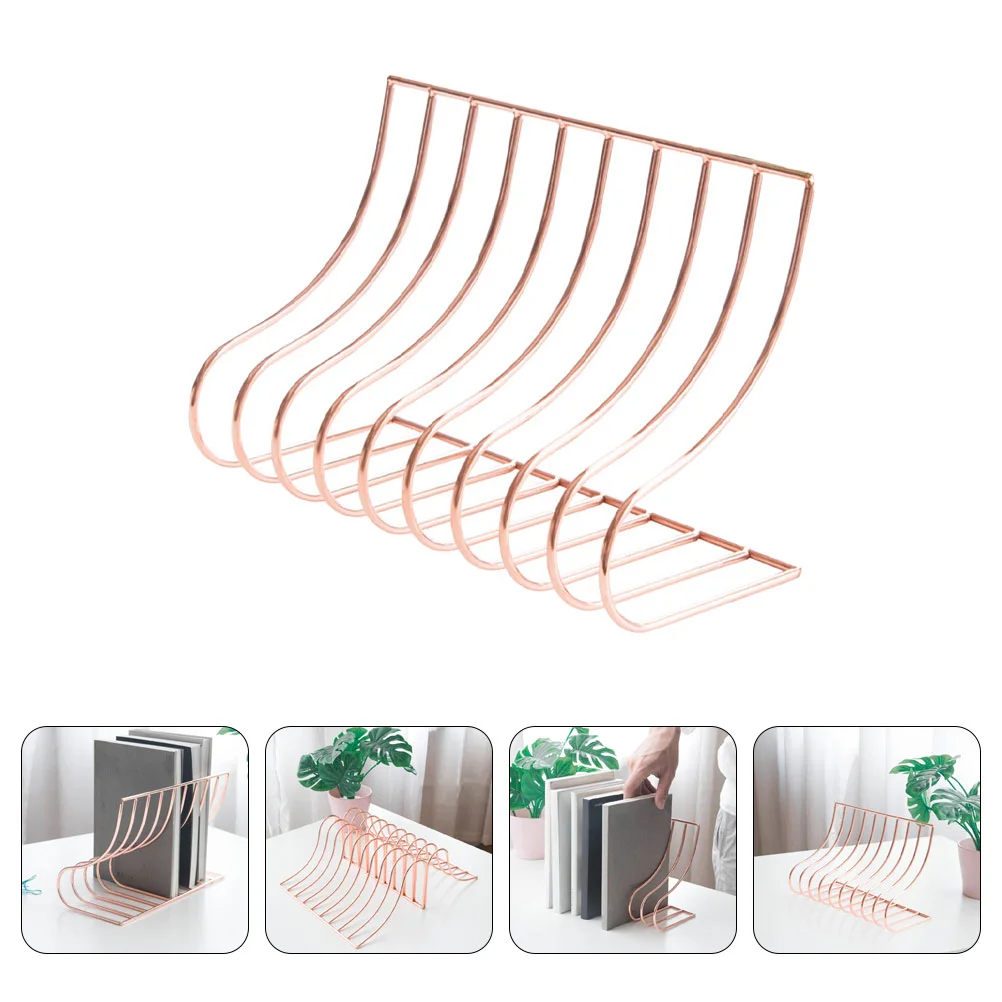 

Bookend Book Stand Desktop Magazine Organizer Stand Office Book Support Wrought Iron Bookend for Desktop Home Office