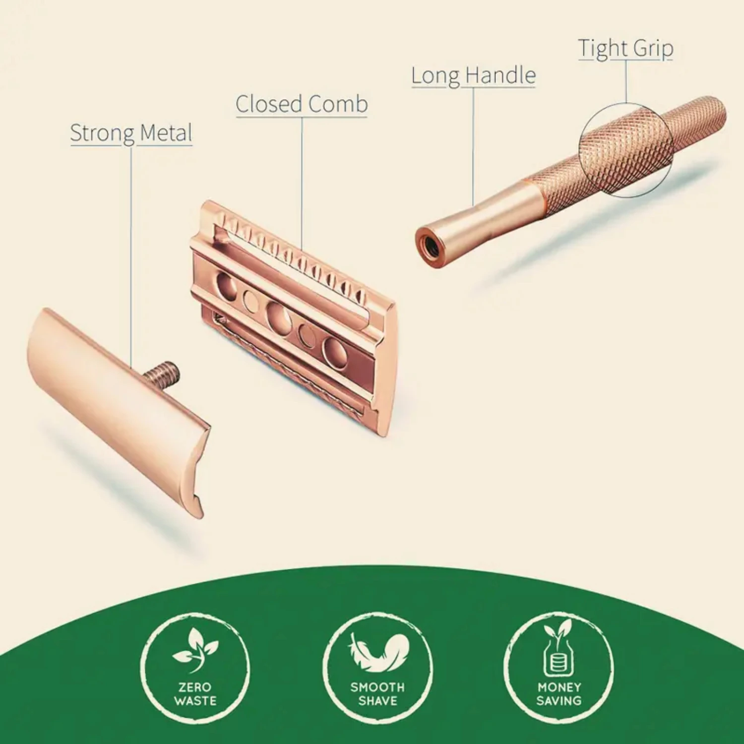 Metal Safety Razor for Men and Women - Superior Quality Reusable Shaving with 10 Blades Eco-Friendly Design Smooth an