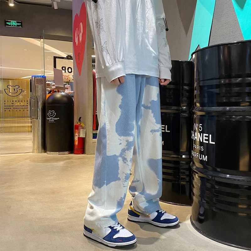 Tie-dye Jeans Denim Pants Men's Jeans for Men Streetwear Jean Baggy Man Male New Oversize Trendyol Mens Wide Men´s Boys Clothing