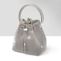 luxury designer purses and handbags bags for women silver bucket clutch purse evening banquet bag female rhinestone shoulder bag