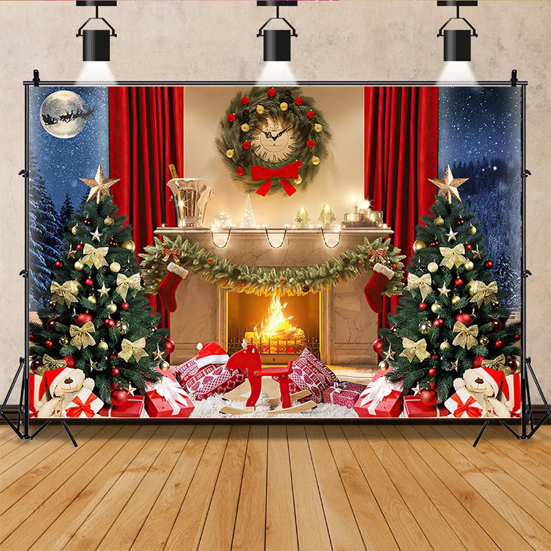 SHUOZHIKE Christmas Tree Window Candy Photography Backdrop Wooden Doors Snowman Cinema Pine New Year Background Prop LPR-23