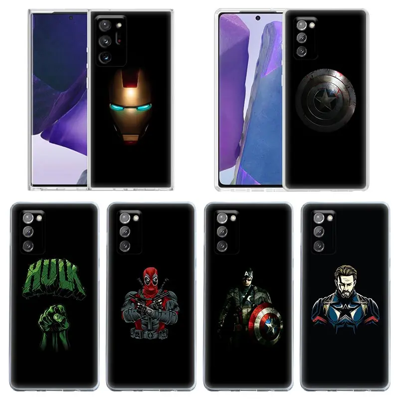 

Case For Samsung Note 20 Ultra 5G 8 9 Plus Funda Galaxy A50 A70s A30 A20 A01 Case Clear Cover Marvel Black Superhero Avengers