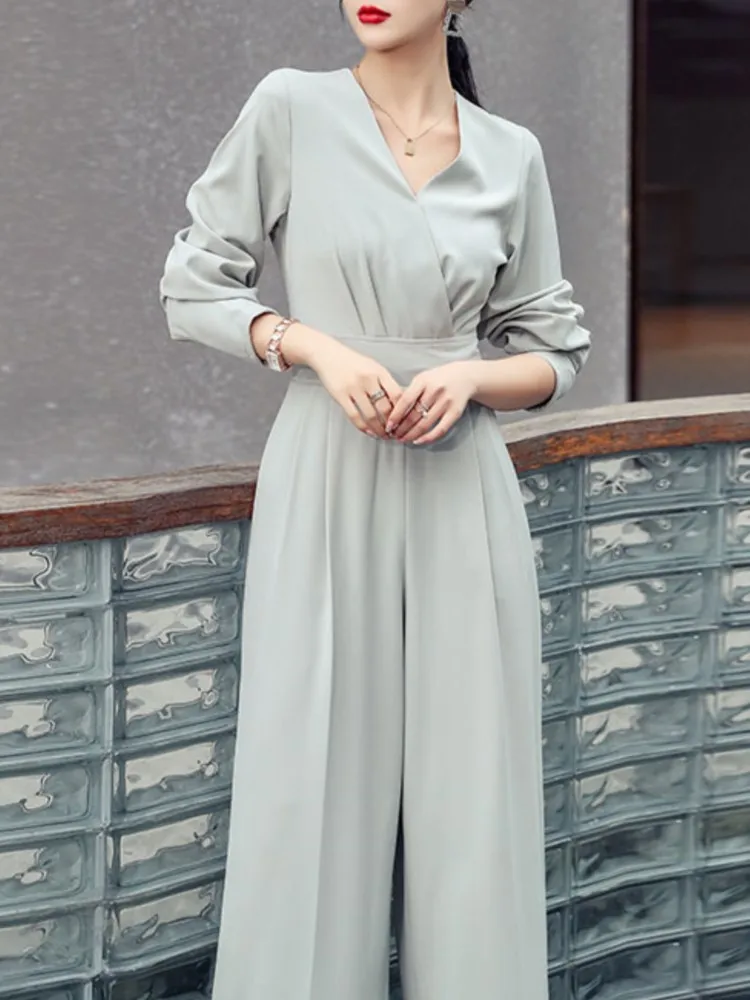 

Новый весенний женский модный праздничный комбинезон, женские комбинезоны с высокой талией и широкими штанинами, Женский Повседневный Свободный комбинезон