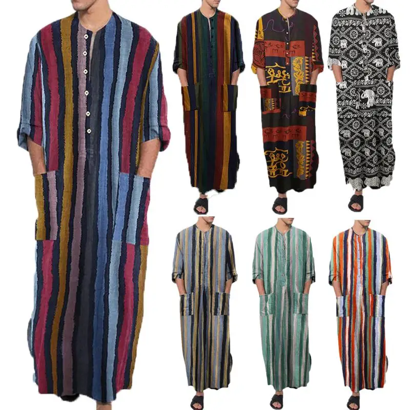 

Men Arabic Long Robes Saudi Arabia Jubba Thobe Kaftan Middle East Islamic Men's Clothing Muslim Arab Abaya Dubai Dress MY895