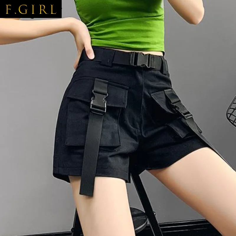 Cargo Shorts Women Pockets High Waist Summer Korean Style Students Thin Loose All-match Casual Wide Leg Harajuku Clothing Design