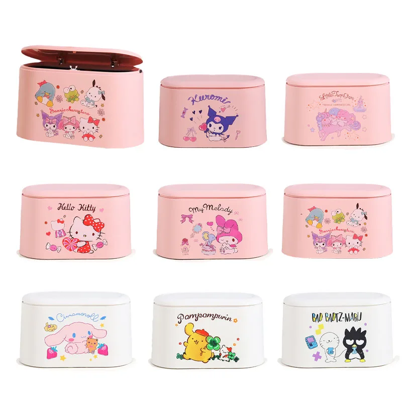 Kawaii My Melody Cinnamoroll Kuromi пресс мини настольный мусорный бак с крышкой Sanrioed аниме