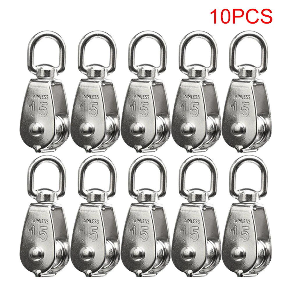 

10pcs/set Single Pulley Block Towing Wheel Swivel Hook Gym Stainless Steel Fitness Equipment Durable Training Hanging Wire