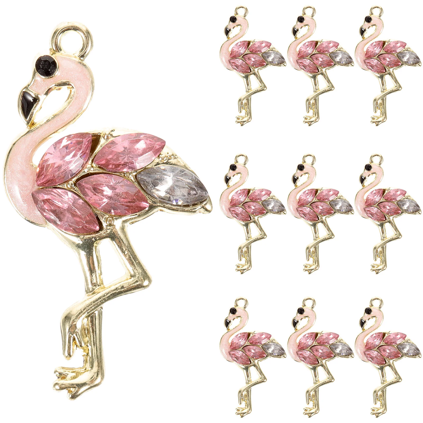 

10 Pcs Jewelry Crafting Findings Flamingo Charms Pendants Necklace Making Earring Alloy DIY Material