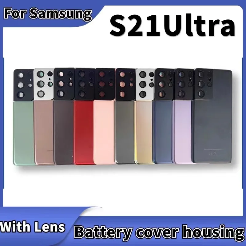

Новая задняя крышка батарейного отсека, сменный корпус, клейкий корпус с объективом камеры для Samsung Galaxy S21 Ultra с логотипом