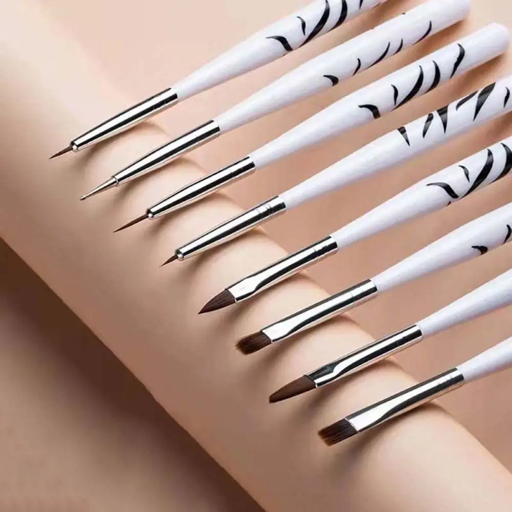 

New manicure tool set of 8 pieces of painted gradient light therapy strokes flower pull line flat head carved pen pen nail brush