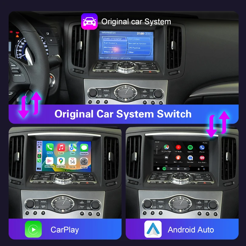 Фото Беспроводной адаптер CarPlay Android Auto для Infiniti G Series G37 G35, поддержка Mirror Link AirPlay, комплект для модернизации Plug & Play №2