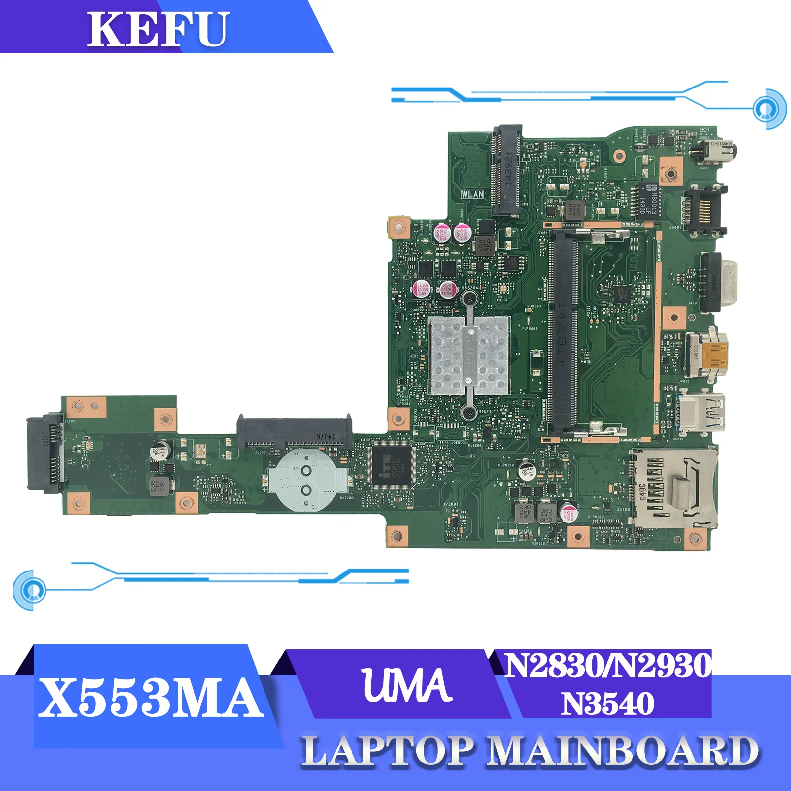 

Материнская плата KEFU X553MA, материнская плата для ноутбука X553M A553MA D553MA K553MA F553MA, процессор N2830/N2840/N2930/N2940/N3540/N3530