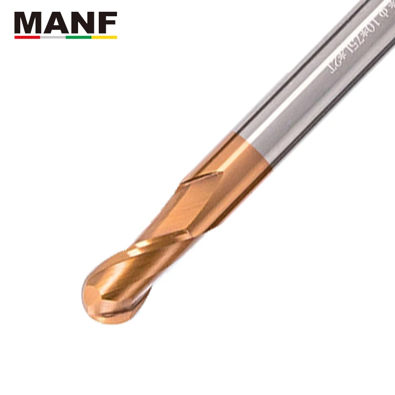 

MANF 2 Flute Long End Mill HRC55 R2mm R3mm R4mm Ball Nose End Mills Tungsten Steel Milling Machining Sprial Milling Cutter