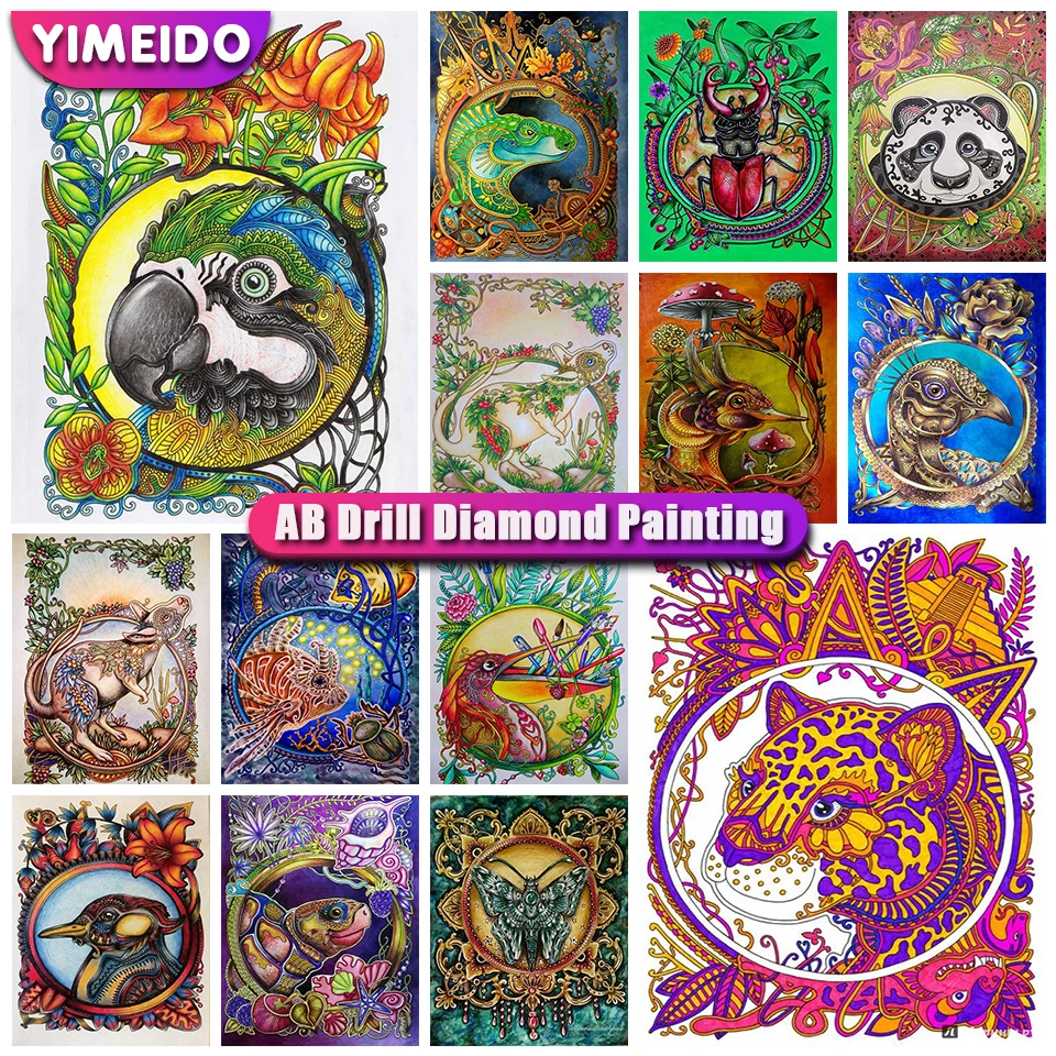 

YIMEID 5D ABDiamond Painting Bird Animals DIY Zipper Bag Diamond Mosaic Embroidery Cartoon Picture Cross Stitch Kit Rhinestone