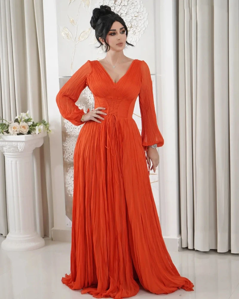 Женское шифоновое вечернее платье ТРАПЕЦИЕВИДНОЕ элегантное в пол с V-образным