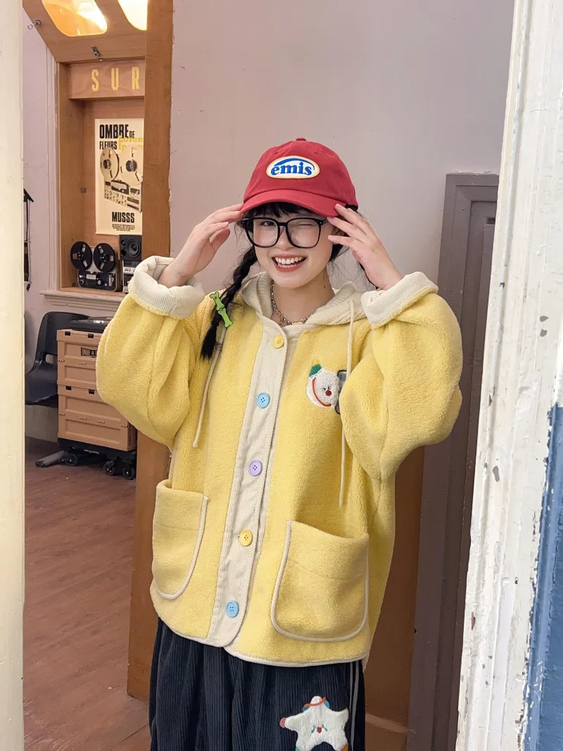 2024 новая японская зимняя оригинальная детская винтажная милая молочно-желтая