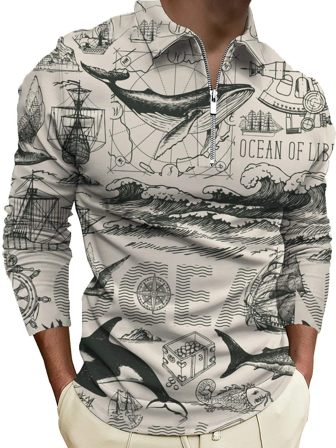 

Свитер с лацканами дизайн с полуоткрытой молнией осень-зима 2022 популярные мужские топы