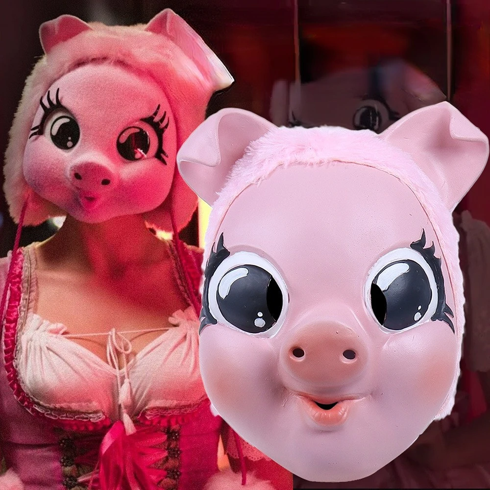 Killing Eve Season 2 Jodie Comer Villanelle Pink Pig Head Mask Halloween Cosplay Props Latex Helmet