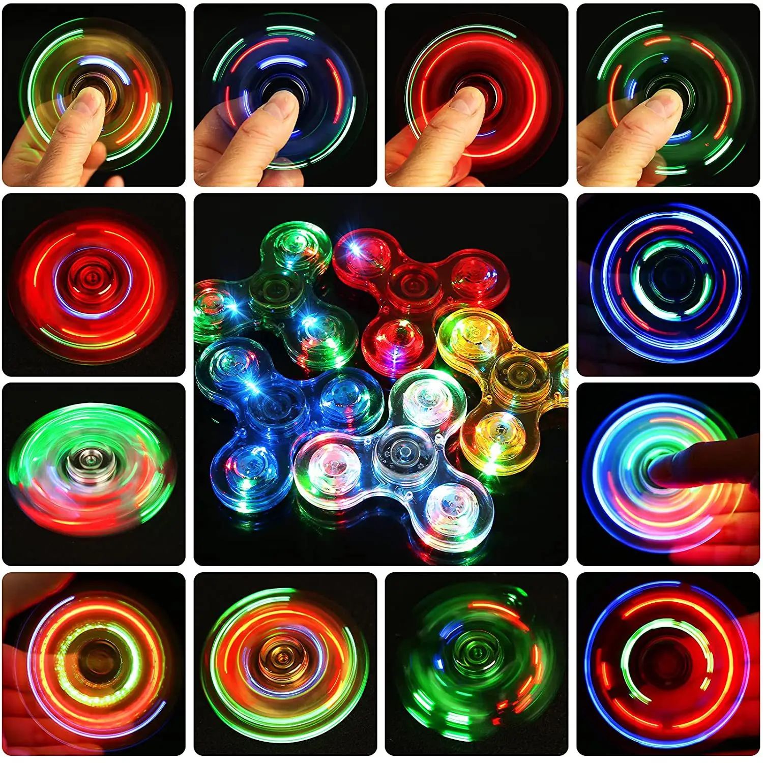 

6/12Pcs LED Light Fidget Spinner Light Fidget Finger Toy Hand Spinner Luminous Stress Reduction Anxiety Relief Hand Spinner