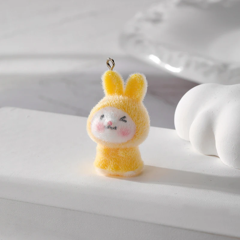 2 шт. флокирующий плащ кролик панда собака подвески из смолы милые 3D Животные для