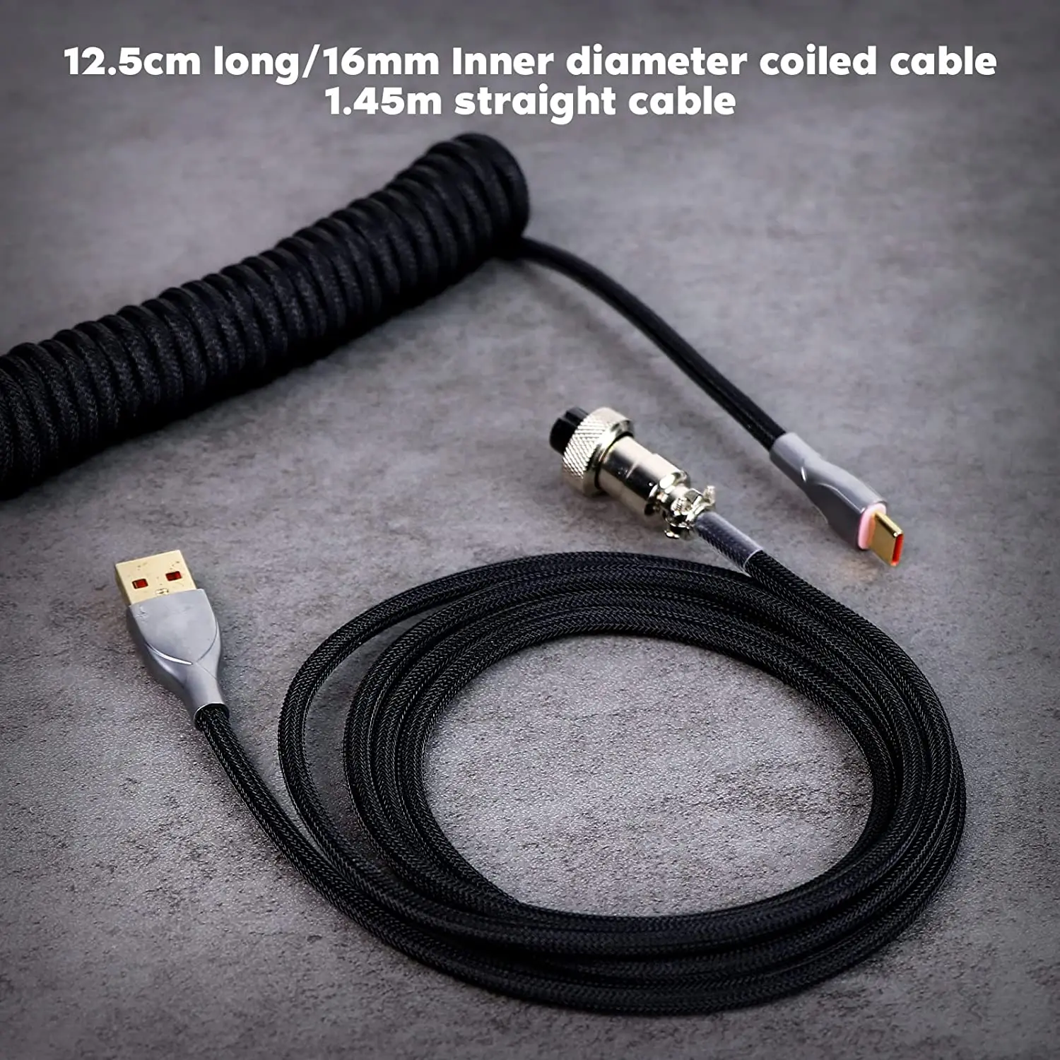 Фото Плетеная смесь для игровой клавиатуры м спиральный кабель Type-C на USB A для механической клавиатуры с отсоединяемым разъемом авиатора №2