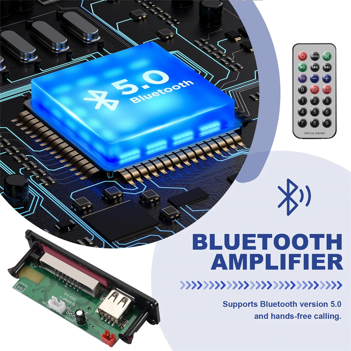 Плата аудиодекодера постоянного тока 5 В/12 В Bluetooth 0 аудиомодуль USB Aux Sd FM-радио без
