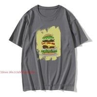 white yellow big burger food t shirts summer short sleeve o neck cool t shirt men funny interesting tshirt for boy brand tops