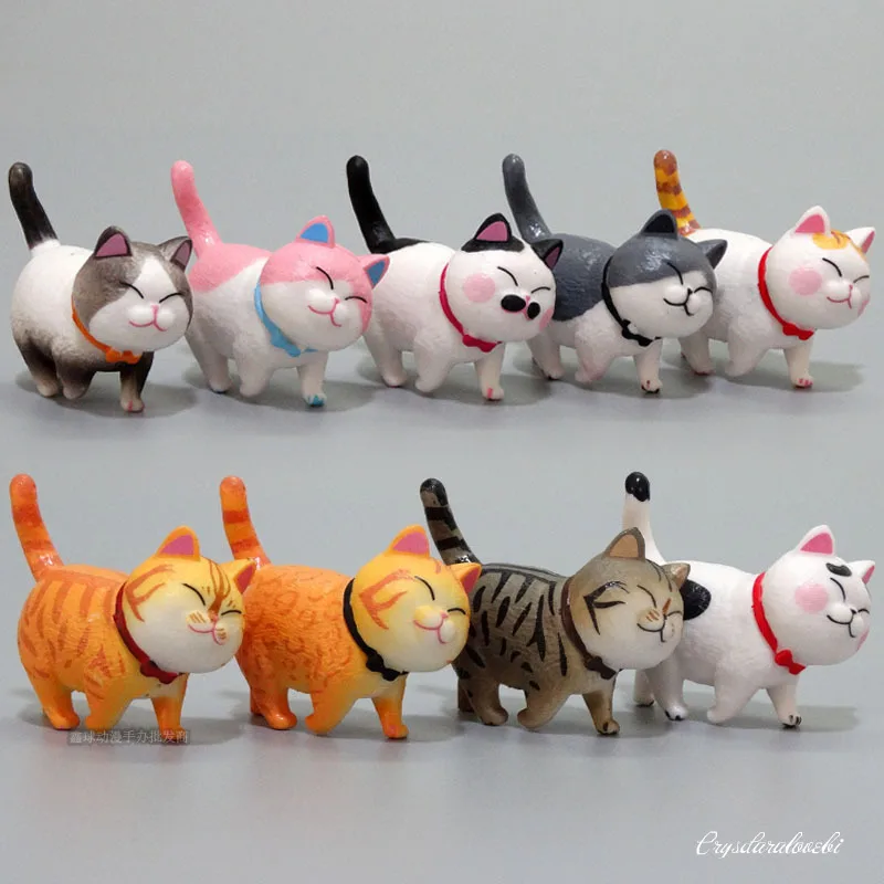 

9Pcs Kitten Toy Mini Children Education PVC Simulation Cat Model Ornament for Home Cute Animal Model For Office Home Decoration
