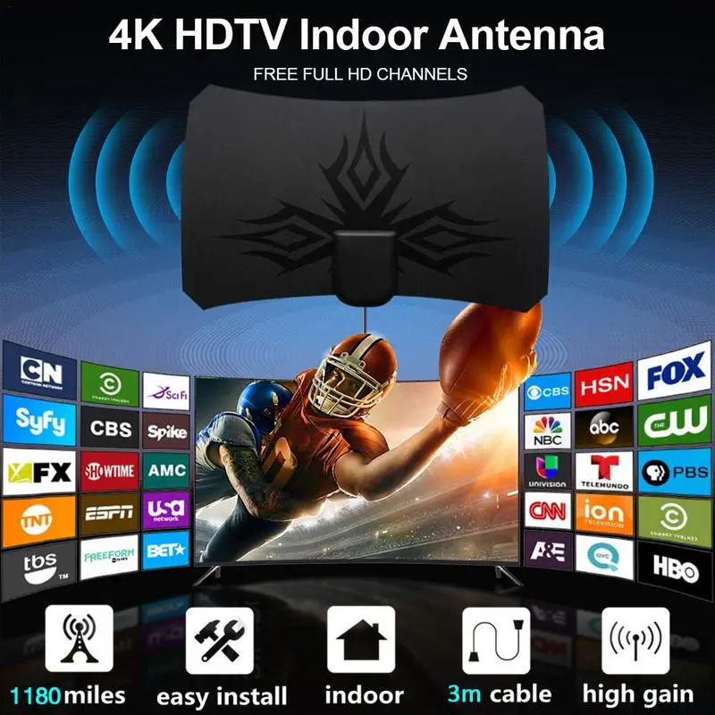 New 4K Indoor TV Antenna 1180 Miles Digital HDTV Indoor Antenna Adopt Signal Amplification Enhancement Technology For TV